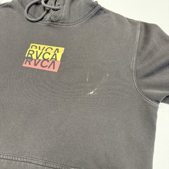 RVCA Hoodie Sweatshirt Mens Medium Faded Black Surf Skate - Picture 4 of 16